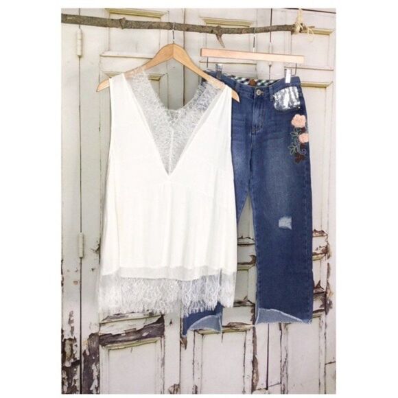 Always Hopeful Knit Top with Lace In Off White. - Picture 11 of 14